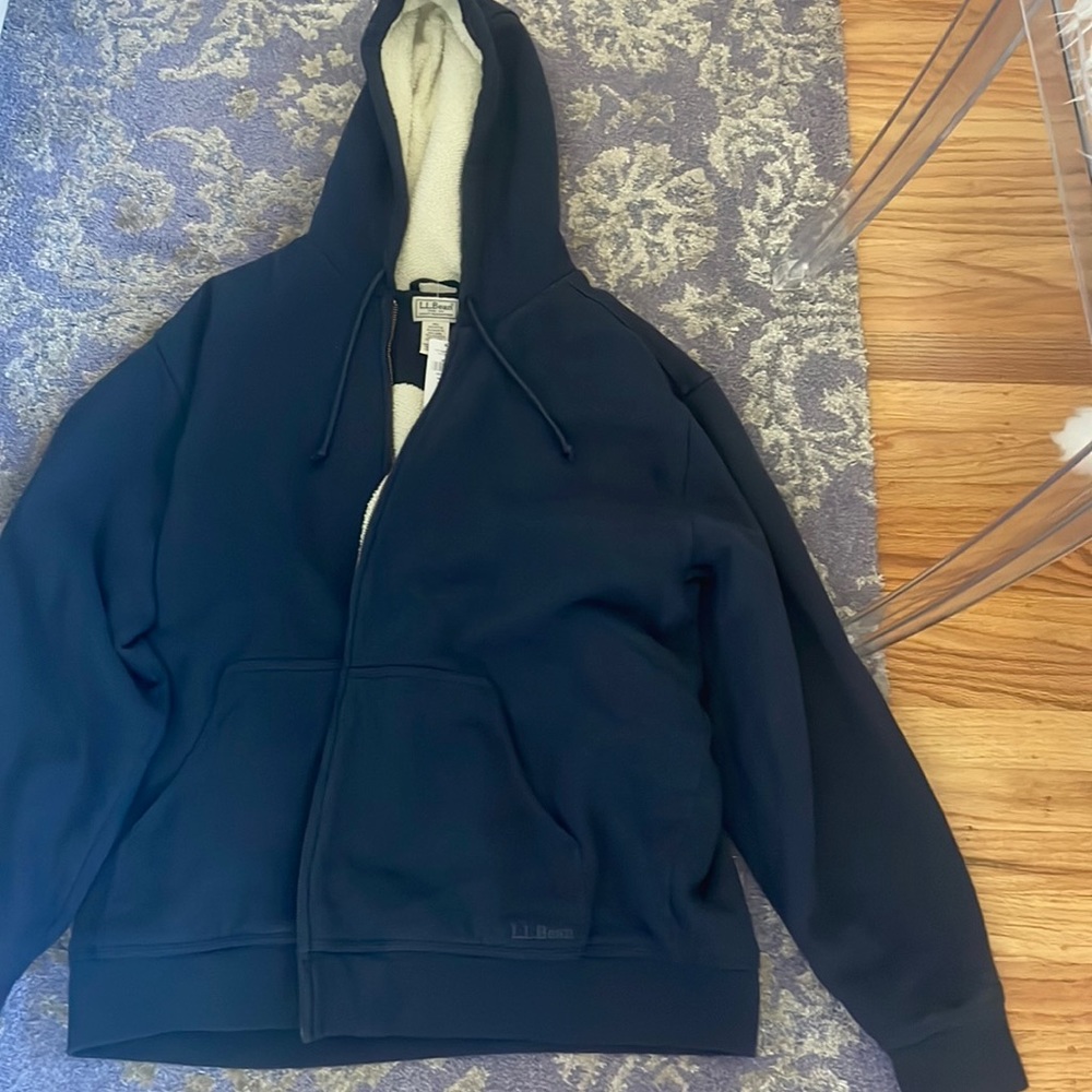 L.L.Bean Navy Hoodie Heavy with Fleece Interior